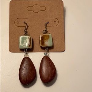 wood and glass earrings